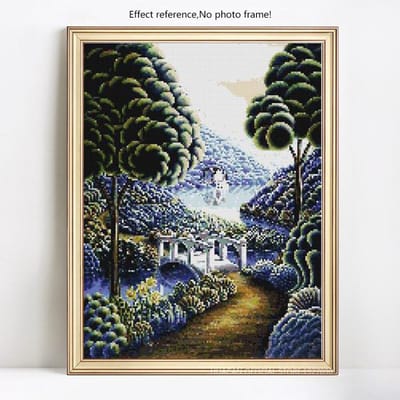 Peinture diamant 5D à faire soi-même, broderie d'arbre et de pont, mosaïque en diamant, point de croix, strass 20X30CM black