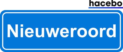 Hacebo - Plaatsnaam Sticker - 29x10 CM - Nieuweroord sticker - Verkeersborden sticker - grappige cadeaus - Nieuweroord