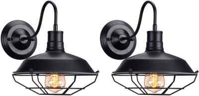 2 Stuks Wandlamp Industrieel Vintage Metaal Wandverlichting Woonkamer Retro Binnenwandlamp E27 Zwart Wit