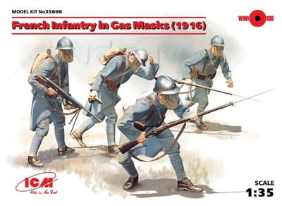 ICM 35696 French Infantry in Gas Masks 1/35 – WOI Figuren Set – Plastic Modelbouwpakket