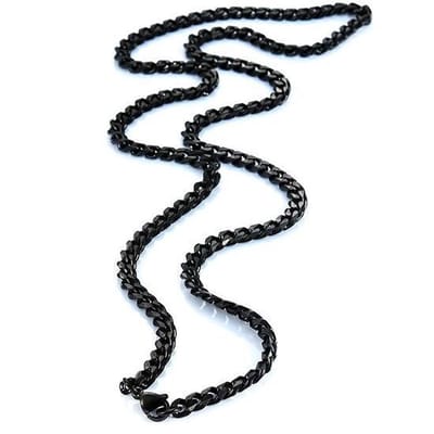 Cuban Link Heren Ketting Zwart - Staal - 5mm - Dikke Schakels - Kettingen - Schakelketting - Papa Cadeau Voor Mannen - Vaderdag