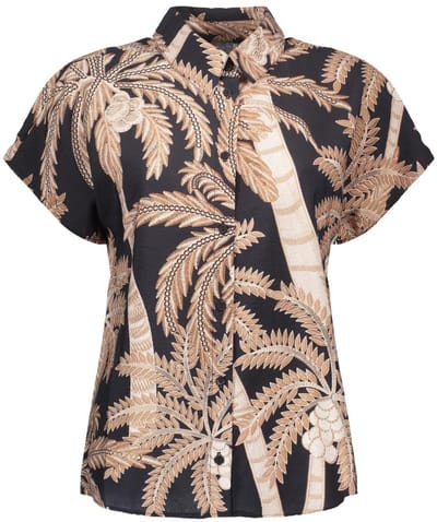 Geisha Blouse Blouse Met Palmboom Print 63252 20 720 Sand/black Dames Maat - S
