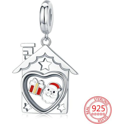 Nouveau Charm Pendentif Maison Familiale Chaleureuse en Argent Sterling S925 Compatible Bracelets et Colliers Fashion Moment DIY Bijoux Cadeaux pour Femmes white