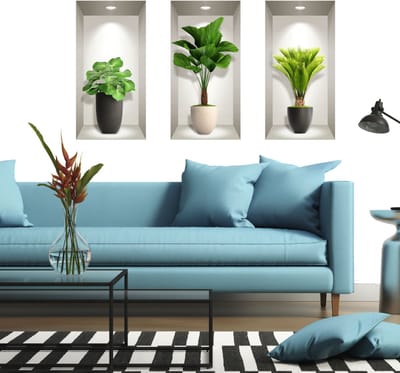 3D-effect stickers met tropische planten, 80 x 120 cm