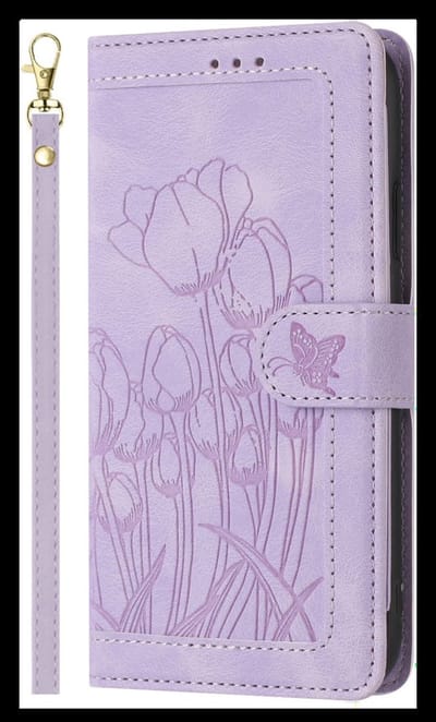 Hoesje Geschikt voor Samsung Galaxy A56 - Tulpen Book Case met Pasjeshouder - Standaard - Magneet Sluiting - Paars