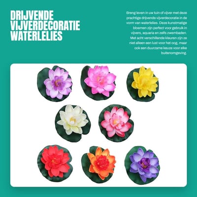 Dailygoods- Vijverdecoratie 8 Stukken Drijvende Lotus - Kunstmatige Waterlelies - Duurzaam PE Materiaal - Voor Tuinen/Zwembaden - 10 cm - Geschikt voor Aquaria - Kunstbloemen