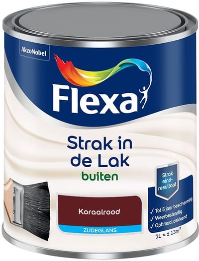 Flexa - Strak In De Lak Buitenlak Zijdeglans - Koraalrood - Mengverf - 1 L