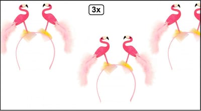 3x Diadeem Flamingo summer - zomers themafeest hoofdeksel haarband hawai tropical carnaval festival hoofddeksel