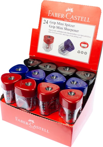Faber-Castell puntenslijper - Grip - enkel - assorti kleuren - display 24 stuks - FC-183401