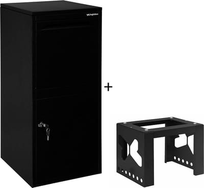 Logixbox - Pakketbrievenbus - Frontbox DeLuxe Uni incl. complete Montage Sokkel - Zwart -> ACTIE; GRATIS Vuurwerksluiting & Spaghettimat