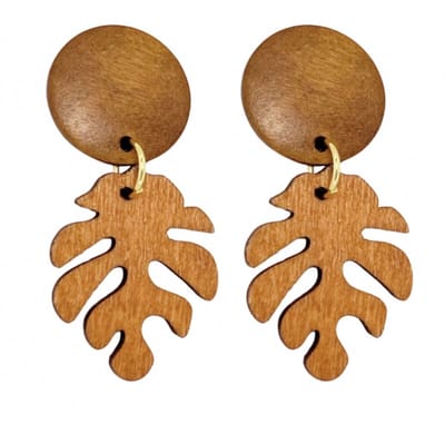 Clip oorbellen -roest -hout bruin- tak -goudkleurig- geen gaatje- Charme Bijoux