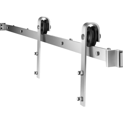 Kit de Quincaillerie pour Porte de Grange Coulissante 6 Pieds pour Porte de Grange Coulissante Simple Argent