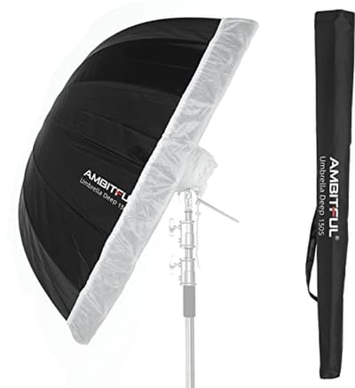 Parabolische Zilveren Paraplu 130 cm met Diffuser voor Studio Fotografie
