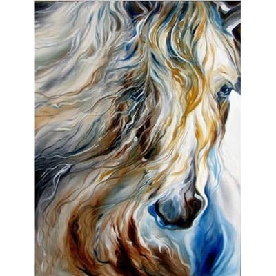 Bricolage 5D diamant peinture cheval Animal mosaïque vente diamant broderie complète ronde forage point de croix 20X30CM bleu clair