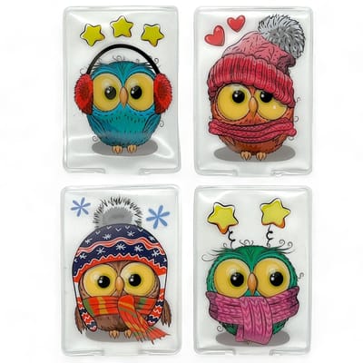 Virtubuy - Handwarmers Set van 4 - Herbruikbare pocket warmers - Ideaal voor koude winterdagen - Schattige uilen design - Handige warmtebron - Perfe..