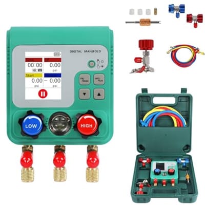 Digitale koelmiddelmonteurhulpset voor R32 R134A R22 R410A R1234YF - HVAC-meetinstrumenten met dubbele stresstest