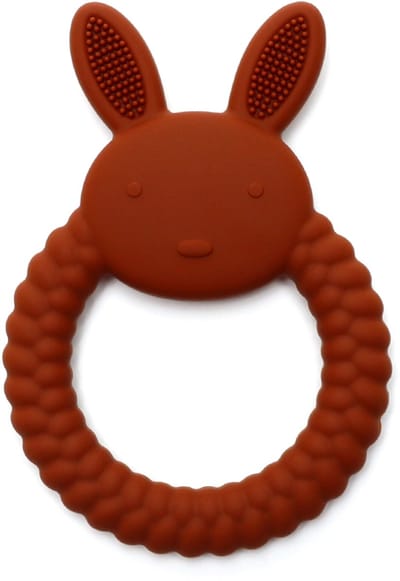 Snufie Konijn Bijtring – 100% Siliconen – Baby Speelgoed – Kraamcadeau – Babyshower Cadeau – BPA-vrij – Vanaf 3 maanden – Cinnamon