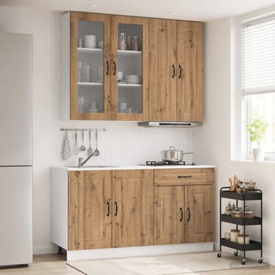 vidaXL - Keukenblok - KALMAR - 4 - st - Artisanaal - eiken - Bewerkt - hout