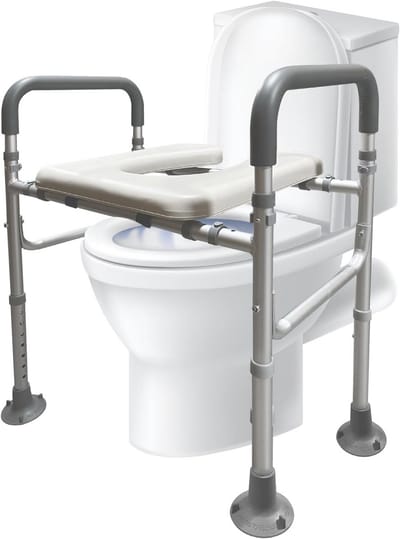 Comfortabele verhoogde toiletbril met handgrepen voor ouderen - Verstelbare toiletlift tot 180 kg