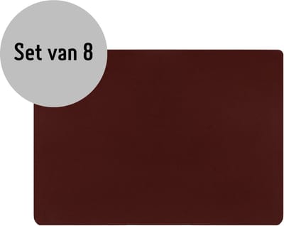 Krumble Placemat PU Leer - Placemat - Placemats - Onderlegger - Onderleggers - Rood - Set van 8