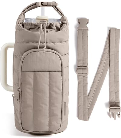 Tas met waterfleshouder en schouderband, crossbodytas voor 1,2 liter/9,4 liter, sportaccessoires, schoudertas voor dames