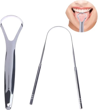 BukkitBow - Hygiënische Tongreiniger - Professionele Tongschraper Set - 2-Delige Kit - Zilver