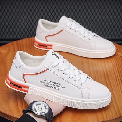 Heren Sneakers Casual Sportschoenen voor Mannen Lichtgewicht PU Leer Ademende Schoenen Heren Platte Witte Tenis Schoenen 39 brown