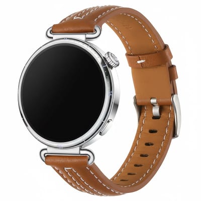 Leren bandje - geschikt voor Garmin Venu 2s / 3s / 4 (41mm) / Vivoactive 4s / Forerunner 255s / 265s - Huawei Watch GT 5 Pro - 42mm / GT 6 / GT 5 / GT 4 - 41mm - stiksels - bruin