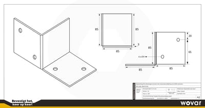 Wovar Pergola Muurbevestiging Zwart voor 9 x 9 cm balken Links | Per Stuk
