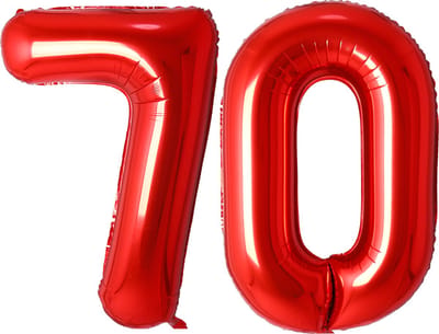 Ballon Cijfer 70 Jaar Rood Helium Ballonnen Verjaardag Versiering Cijfer Ballon Feest Versiering Met Rietje - 86Cm
