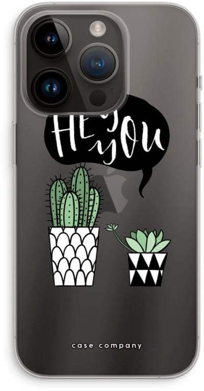 Case Company® - Hoesje geschikt voor iPhone 14 Pro hoesje - Hey you cactus - Soft Cover Telefoonhoesje - Bescherming aan alle Kanten en Schermrand