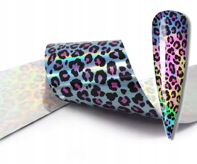 Frezarkowo Serie - Transferfolie voor Nagels - Niebieska Panterka - 100x4cm - Holografisch Effect