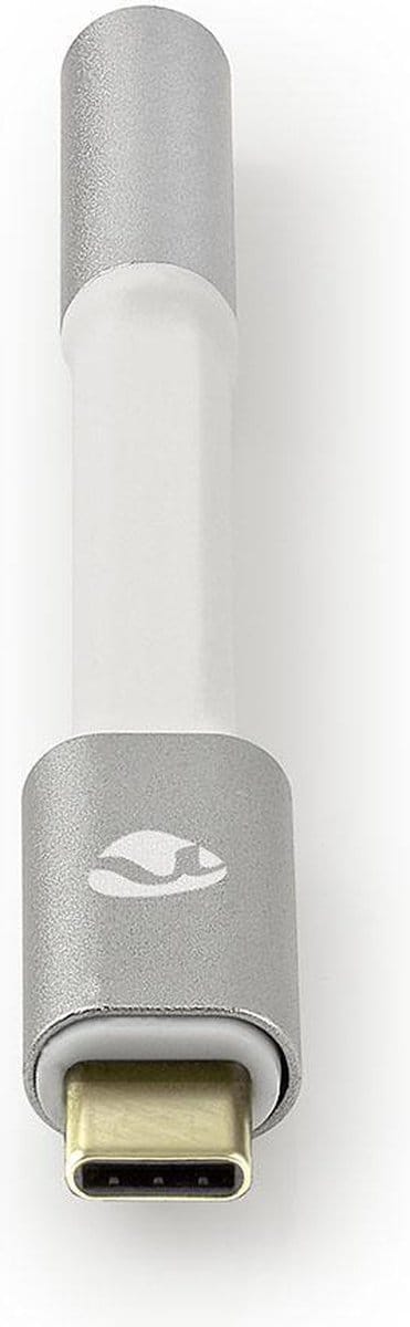 Nedis USB-C Adapter - USB 2.0 - USB-C Male - 3,5 mm Female - 0.08 m - Rond - Verguld - Gevlochten / Nylon - Wit / Zilver - Cover Window Box