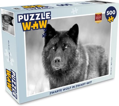 Puzzel Zwarte wolf in zwart-wit - Legpuzzel - Puzzel 500 stukjes