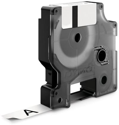 Rillstab labelprinterrol - voor Dymo D1 standard labels – Zwart op wit – 12 mm