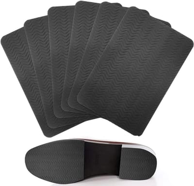 Set van 6 antislipzolen voor schoenen, zelfklevende pads voor bescherming, rubberen zolen voor alle maten (zwart)