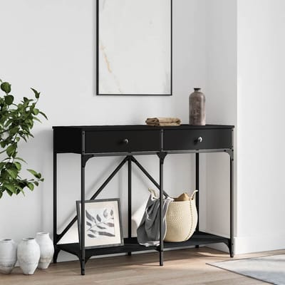 vidaXL - Wandtafel - 100x39x78,5 - cm - bewerkt - hout - zwart