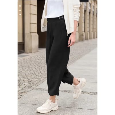 7/8 Broek met wijde pijpen in linnenlook Mid Waist