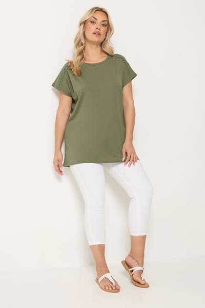 Yours Groen Tshirt Met Randdetail Size 42