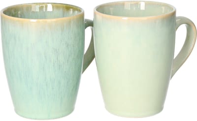 Siaki Koffiemok / theemok Faye - groen - set 2x - 340 ml - mokken - kerammiek - tas