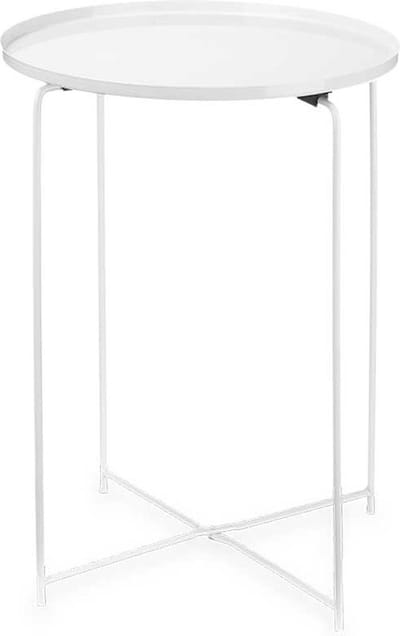Giftdecor Bijzettafel/salontafel/koffietafel - Bombay - wit - metaal - rond - D35 cm x H50 cm