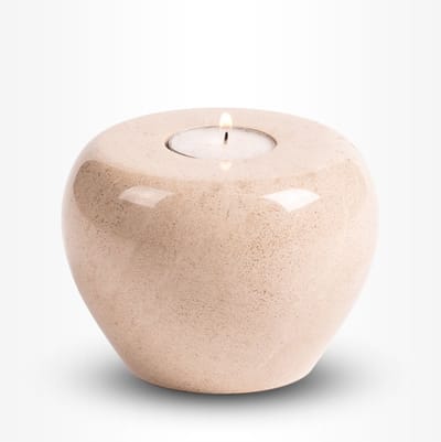 Natuursteen Urn Waxinelichtje Klein 100 ml Beige Creme - Urn voor Menselijke As - Crematie Urn voor As Volwassenen - Dieren Urn voor As Crematie - Urn Hond - Urn Kat