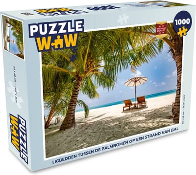 Puzzel Ligbedden tussen de palmbomen op een strand van Bali - Legpuzzel - Puzzel 1000 stukjes volwassenen