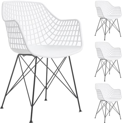 Tuinstoel ALICANTE, set van 4 - wit/zwart