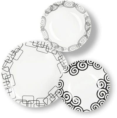 Excelsa 12-delige Serviesset – Magic Black | Italiaans Design | Dinerbord, Ontbijtbord & Kom | Porselein | Vaatwasser- & Magnetronbestendig