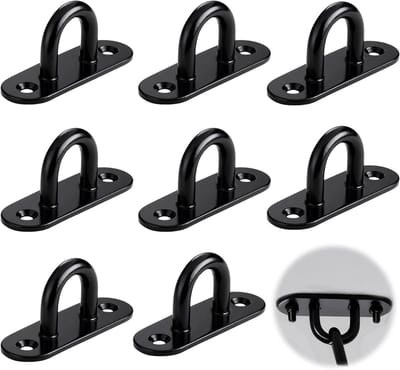 Zware RVS M5 Plafondhaken - 8 Stuks voor Buitenverlichting, Hangplanten en Decoratie - 45 mm Eye Plate
