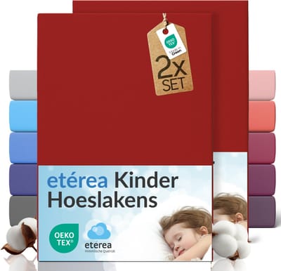 etérea Jersey hoeslaken 2-pack 60x120-70x140 cm (hoek 15 cm) 100% katoen - Kersenrood