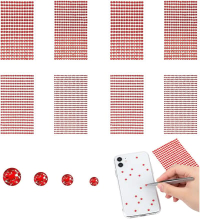 Strassteentjes – Rood – 3/4/5/6 mm Ronde Sierstenen Met Pincet – Glinsterende Plaksteentjes Voor Handwerk, Wenskaarten, Fotolijsten, Nagelkunst En DIY Decoratie