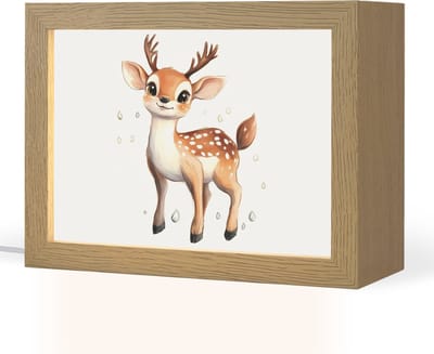 Nachtlampje 20x15 cm - Kinder lampje - Hert - Dier - Bruin - Tafellamp kinderkamer - Slaapkamer lamp - Bedlamp kinderen - Kinderlampje stopcontact - Wandlamp babykamer - Nachtlampjes