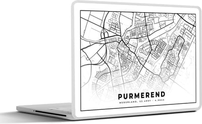 Laptop sticker - 15.6 inch - Kaart - Purmerend - Nederland - 36x27,5cm - Laptopstickers - Laptop skin - Cover